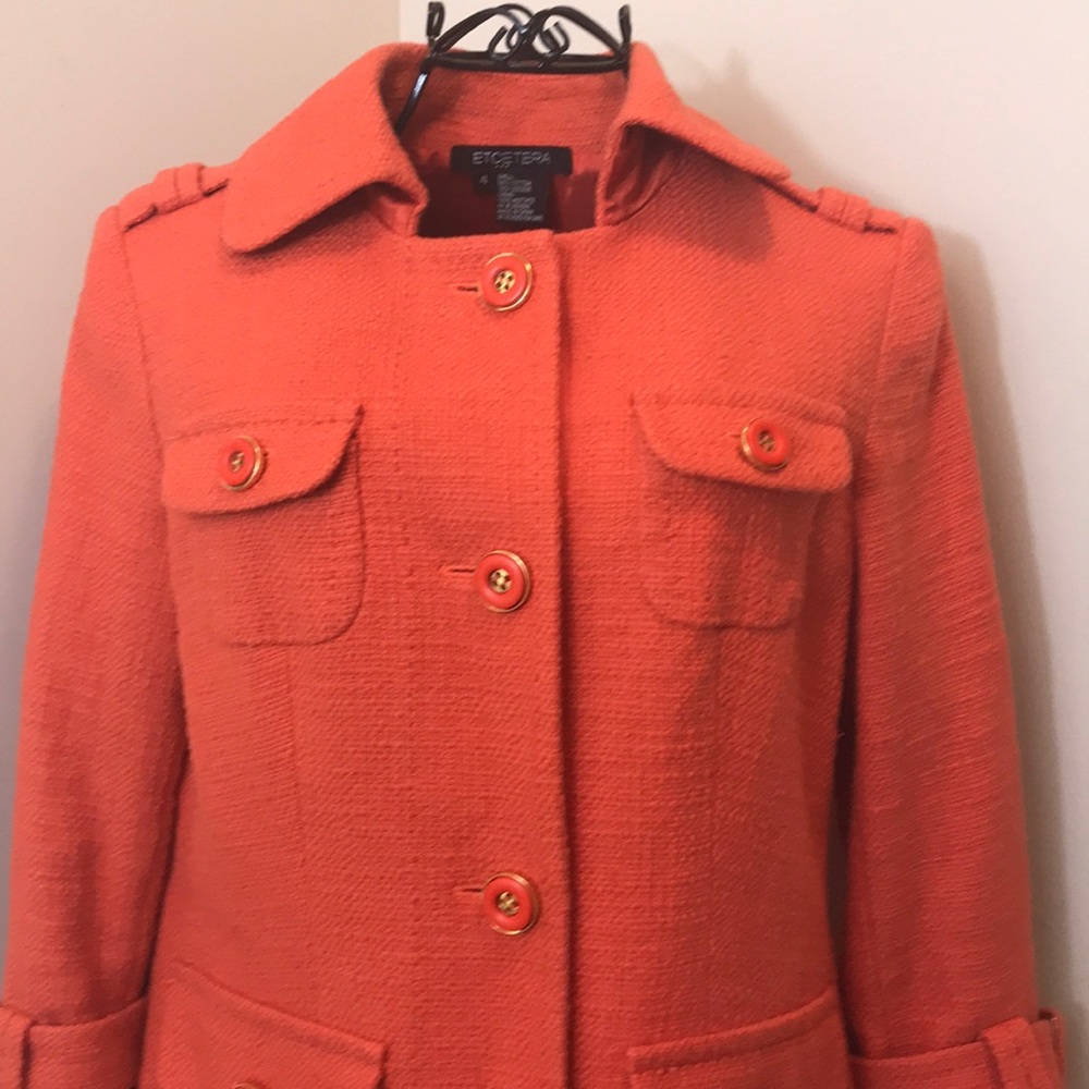 Etcetera Orange 4-Button Jacket 4-Pockets Size 4 - image 1